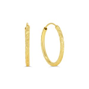 Diamond Cut Sleeper Earrings - 15mm