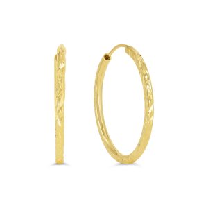 Diamond Cut Sleeper Earrings - 19mm