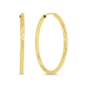 Diamond Cut Sleeper Earrings - 24mm