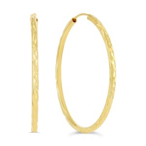 Diamond Cut Sleeper Earrings - 30mm