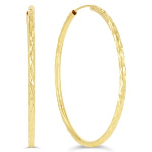 Diamond Cut Sleeper Earrings - 35mm