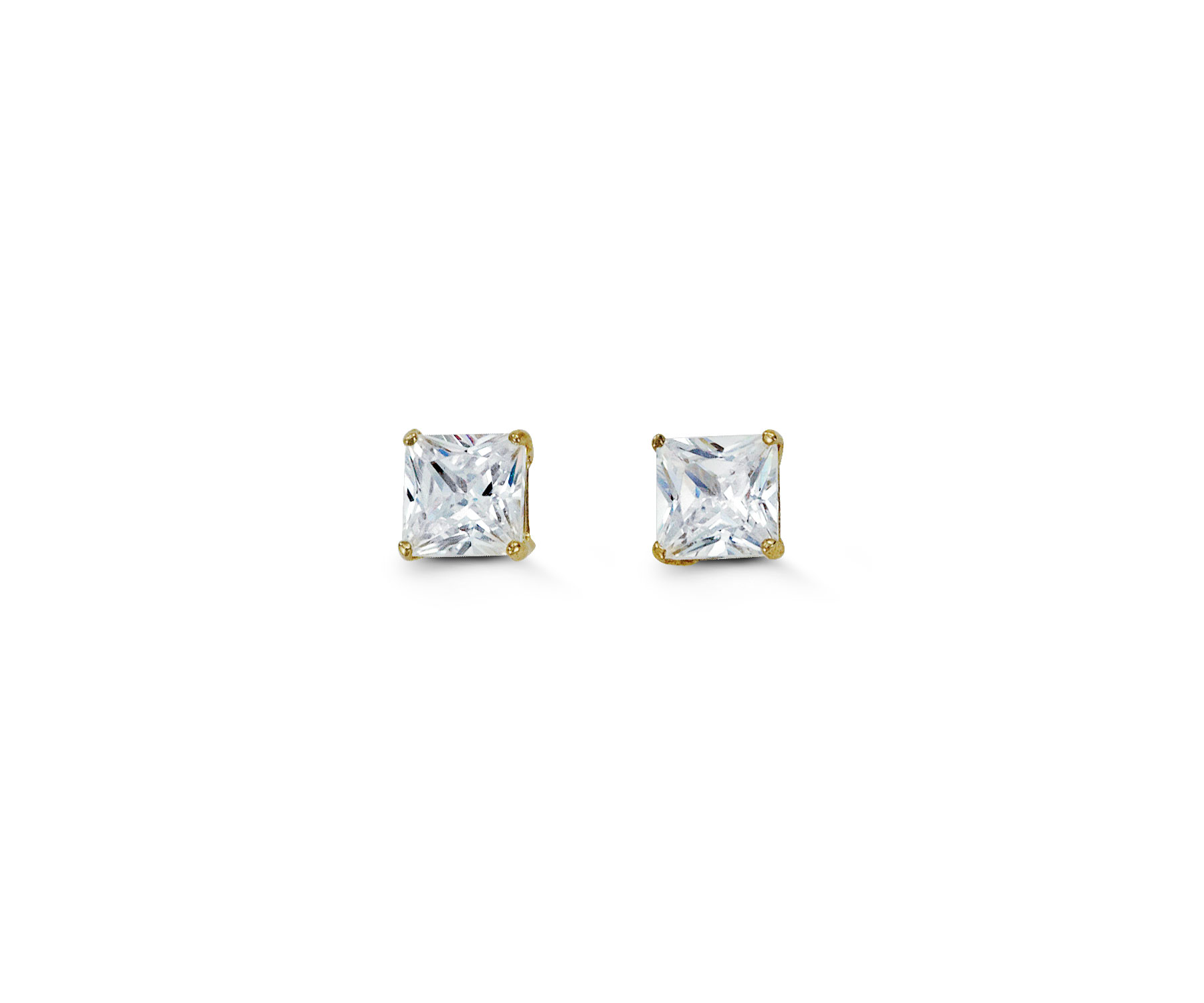 Square CZ Studs , 4MM
