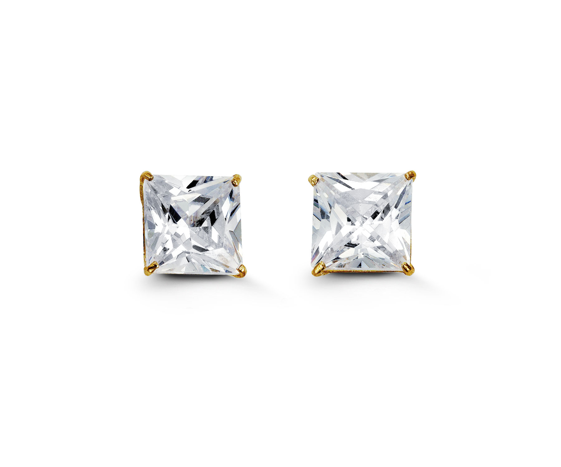 Square CZ Studs , 7MM