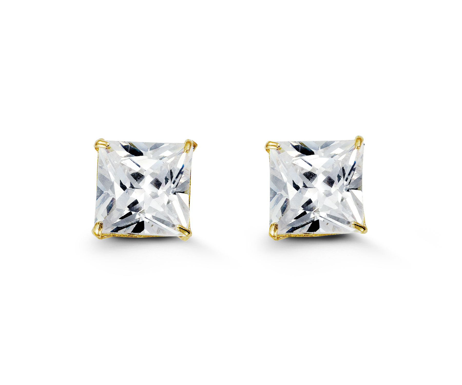 Square CZ Studs , 8MM