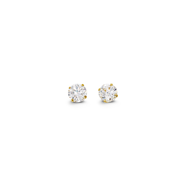 Round CZ Studs , 4MM