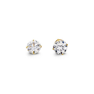 Round CZ Studs , 6MM