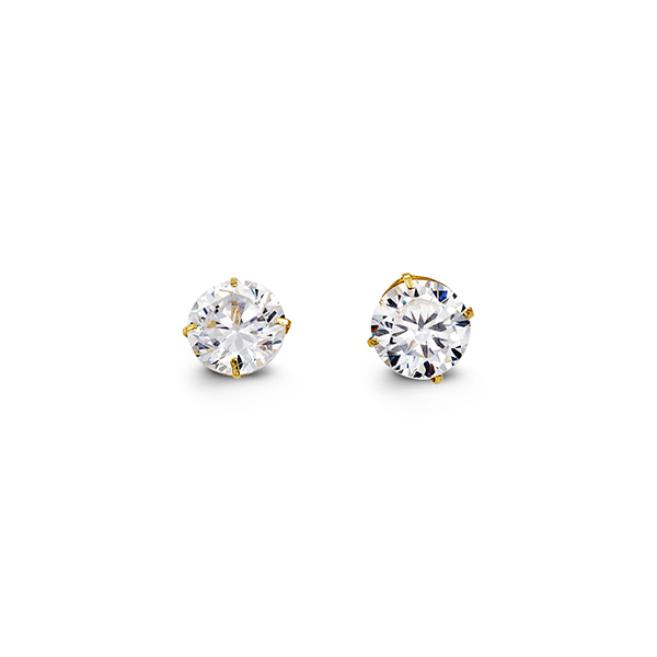 Round CZ Studs , 6MM