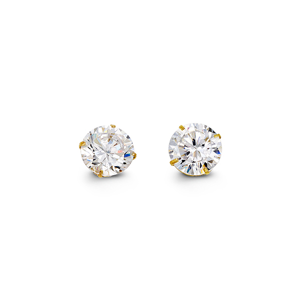 Round CZ Studs , 7MM