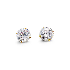 Round CZ Studs , 8MM