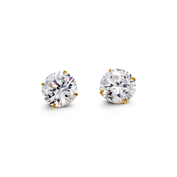 Round CZ Studs , 8MM