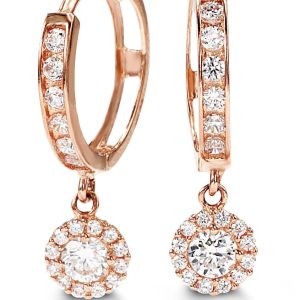 Halo CZ Dangling Earrings