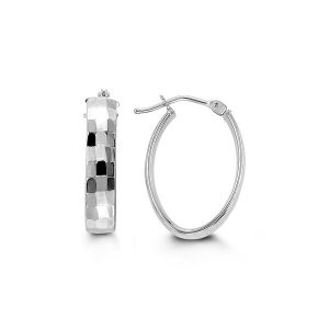 Diamond Cut Oval Hoop Earrings