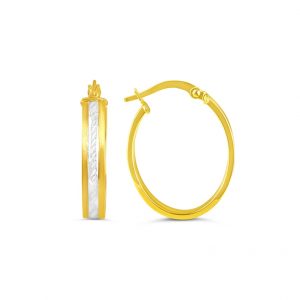 2-Tone Diamond-Cut Oval Hoops