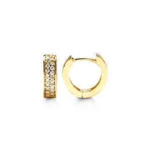 Double Row Pave Set Huggie Earrings