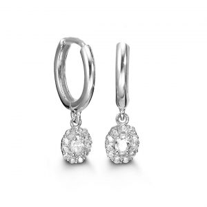 Dangling Oval Halo Earrings, Small