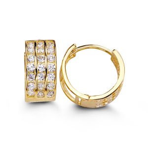 Three Row CZ Huggie