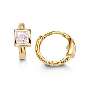 Princess Cut CZ Huggie