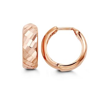 Diamond-Cut Huggie Earrings