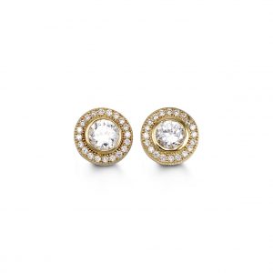 Bezel Halo Stud Earrings