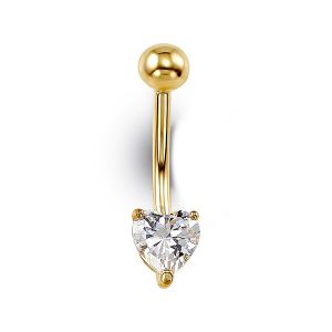 Belly Button Heart-Shaped CZ Ring