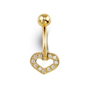 Heart-Shaped Belly Button CZ Ring