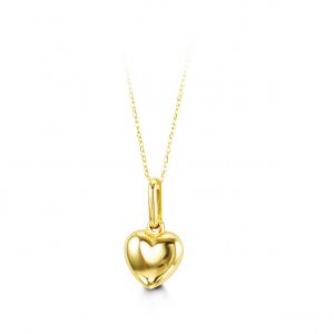 Puffed Heart Pendant, Cable Chain