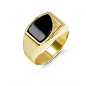 Oval Onyx Signet Ring with CZ