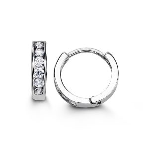Channel Set Huggie Earrings, Small