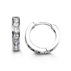 Channel Set Huggie Earrings, Medium