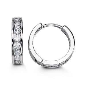 Channel Set Huggie Earrings, Large