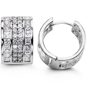 Four-Row Channel Set Huggie Earrings