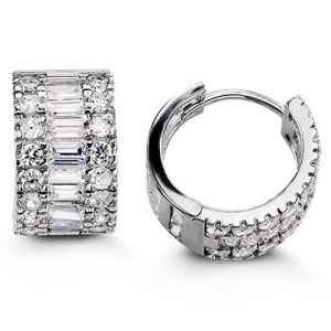 Baguette & Round Huggie Earrings