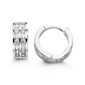 Double-Row Channel Set Huggie Earrings
