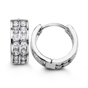 Double-Row Channel Set Huggie Earrings
