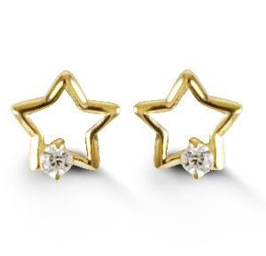 Star Single CZ Screwback Stud Earrings