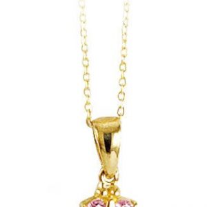 Butterfly CZ Pendant, Cable Chain