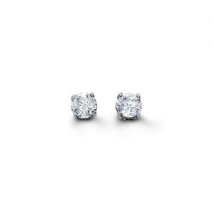 Round CZ Stud Earrings, 4mm