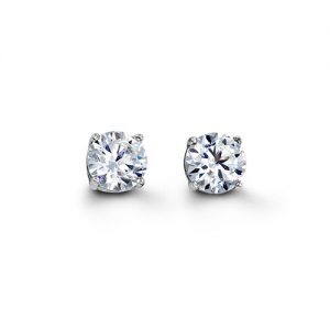 Round CZ Stud Earrings, 6mm