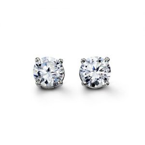 Round CZ Stud Earrings, 7mm