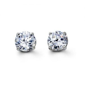 Round CZ Stud Earrings, 8mm