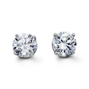 Round CZ Stud Earrings, 9mm