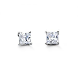 Square CZ Stud Earrings, 5mm