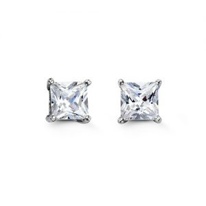 Square CZ Stud Earrings, 6mm