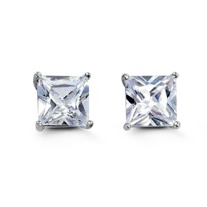 Square CZ Stud Earrings, 8mm