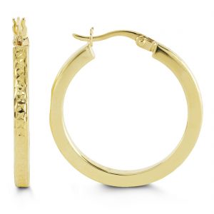 Diamond-Cut Square-Tube Hoop Earrings