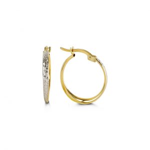 2-Tone Diamond-Cut Twisted Hoops