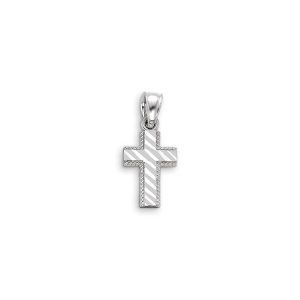 Striped Diamond Cut Cross Pendant