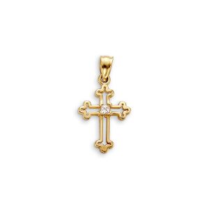 Small Princess-Cut CZ Cross Pendant