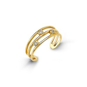 Bezel Set Three CZ Toe Ring