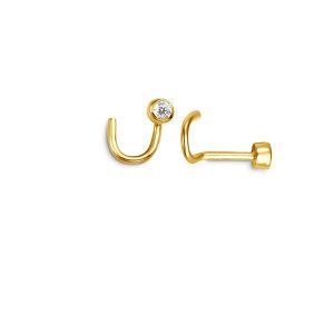 Bezel Set Curved CZ Nose Stud